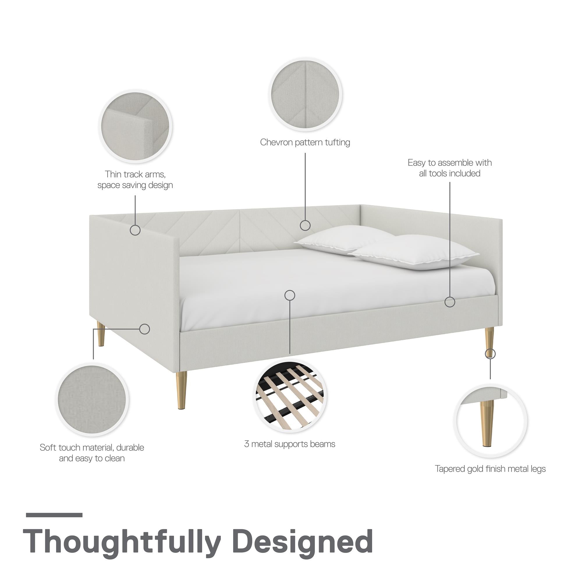 DHP Alicent Upholstered Daybed - Light Gray - Full