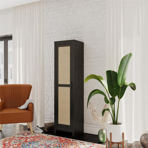 Ameriwood Home Wimberly Tall 1-Door Cabinet - Black Oak