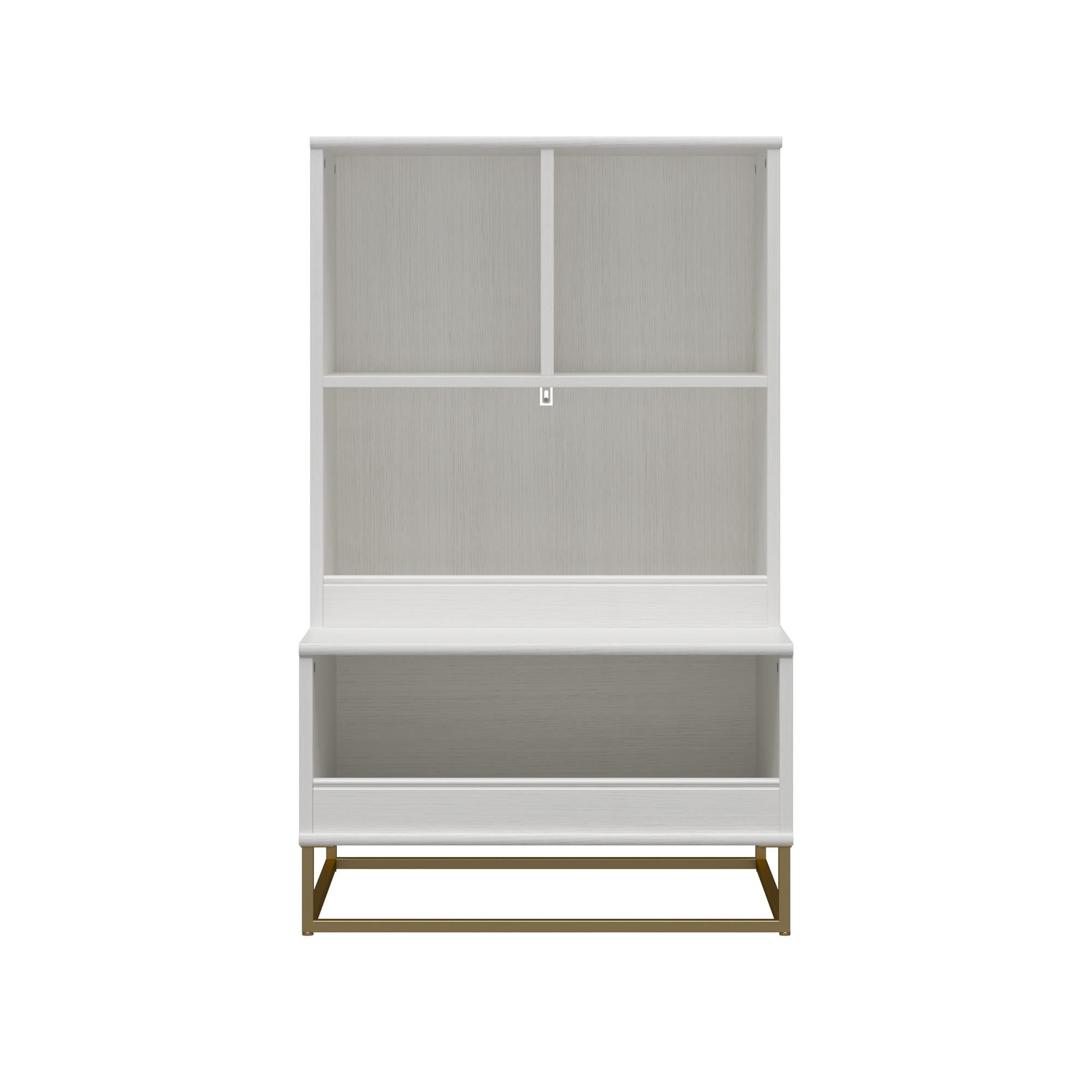 Charlie Kids Multi-Use Toy Storage Organizer & Bookcase, White with Golden Bronze - White
