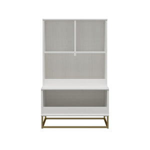 Charlie Kids Multi-Use Toy Storage Organizer & Bookcase, White with Golden Bronze - White
