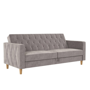CosmoLiving Liberty Futon Sofa Bed with Storage - Light Gray
