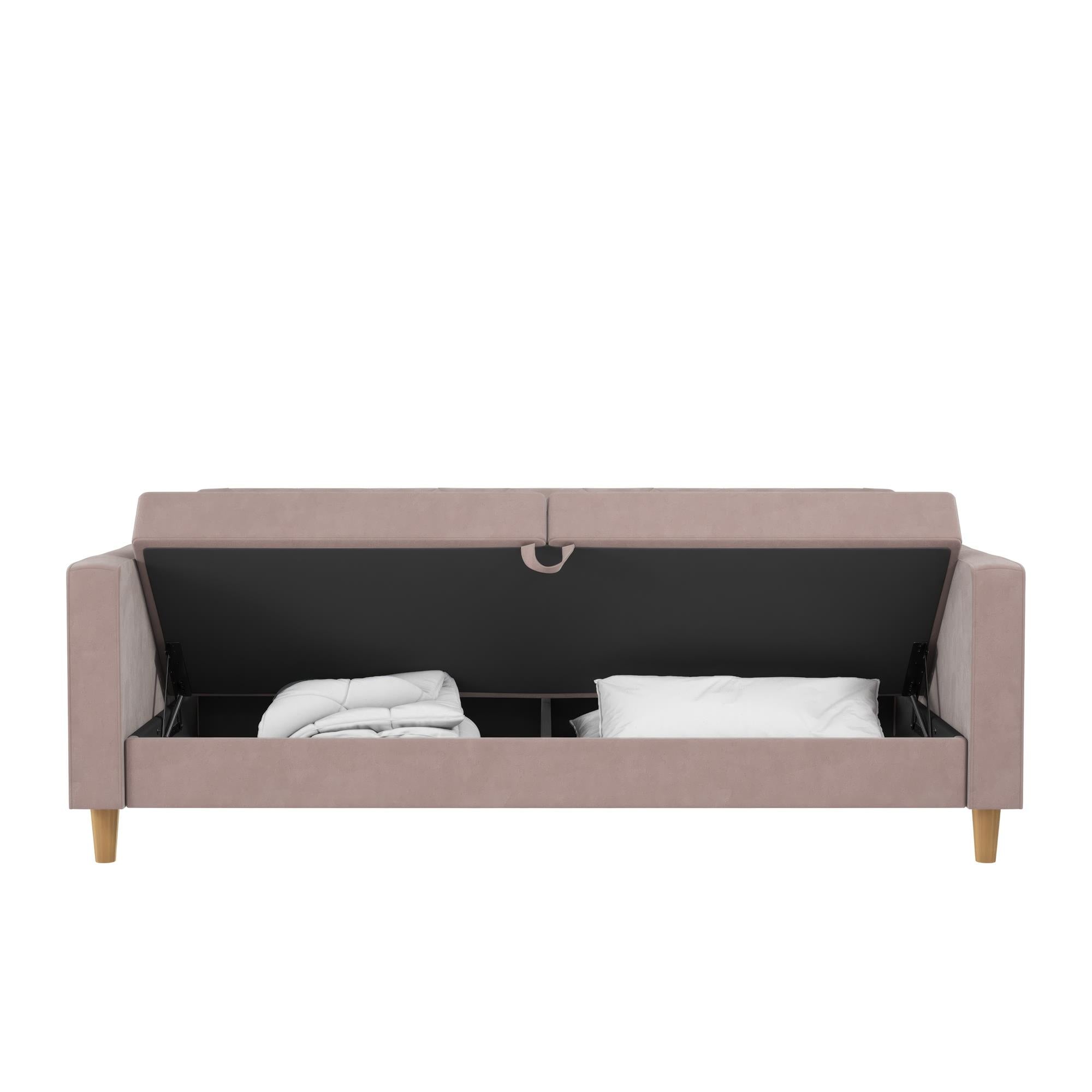 CosmoLiving Liberty Futon Sofa Bed with Storage - Blush