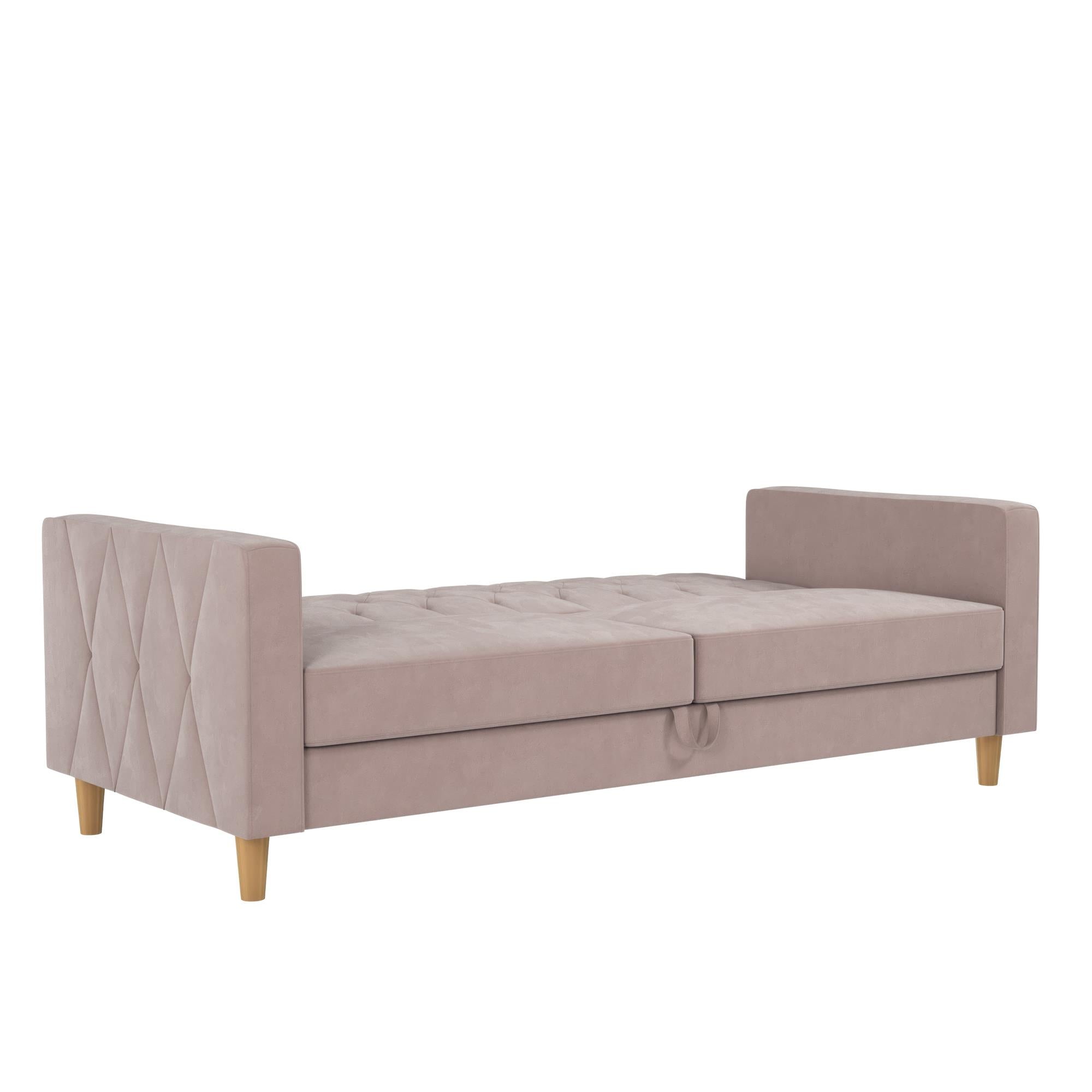 CosmoLiving Liberty Futon Sofa Bed with Storage - Blush