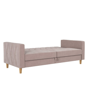 CosmoLiving Liberty Futon Sofa Bed with Storage - Blush