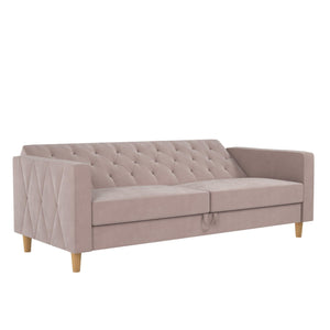 CosmoLiving Liberty Futon Sofa Bed with Storage - Blush