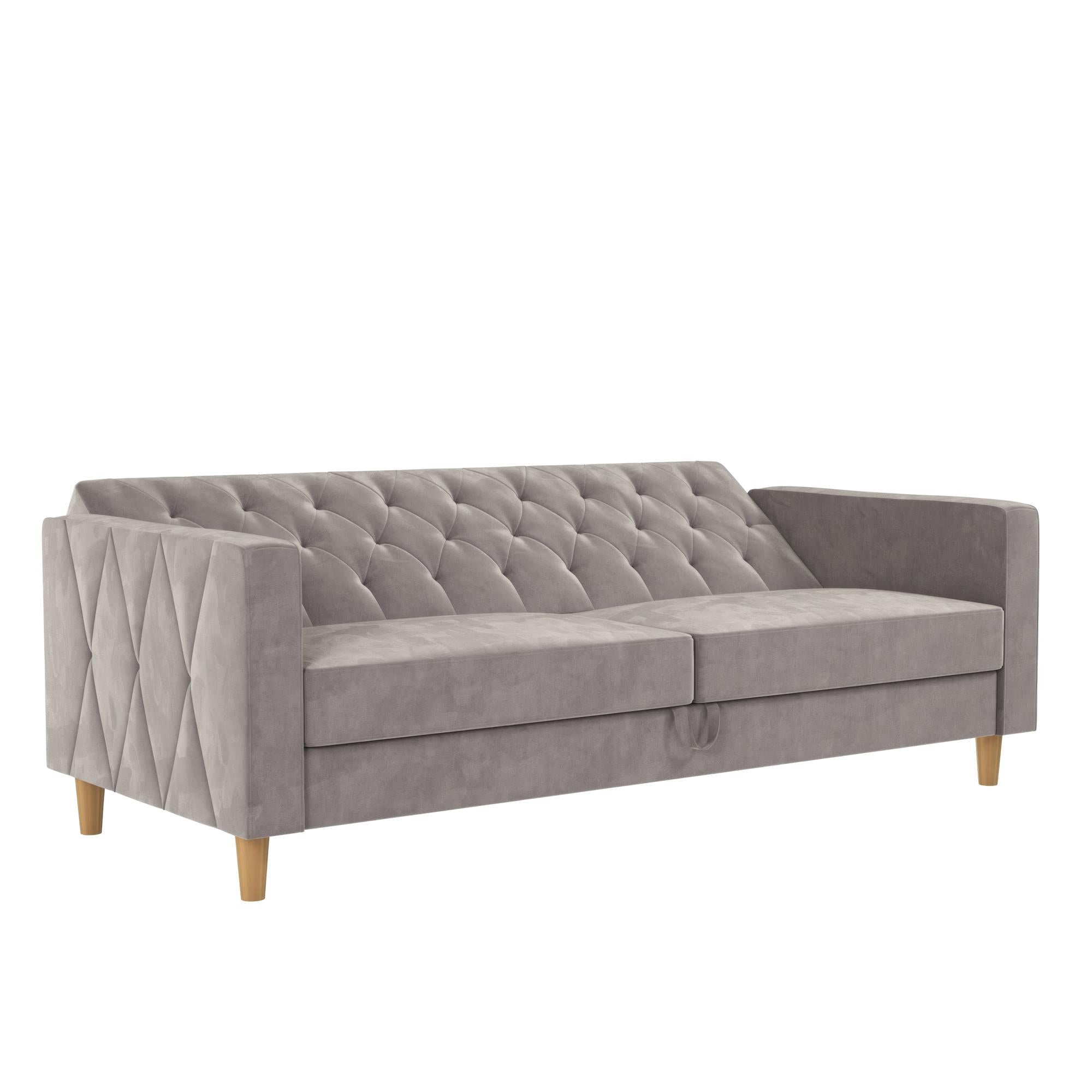 CosmoLiving Liberty Futon Sofa Bed with Storage - Light Gray