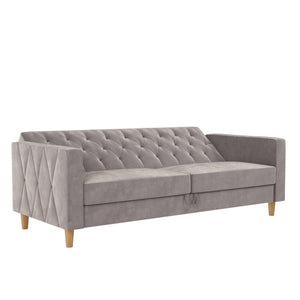 CosmoLiving Liberty Futon Sofa Bed with Storage - Light Gray