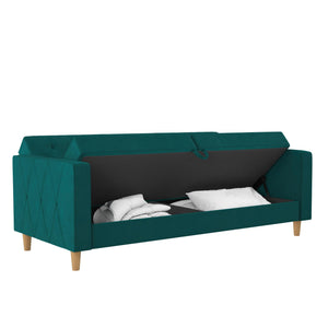 CosmoLiving Liberty Futon Sofa Bed with Storage - Green