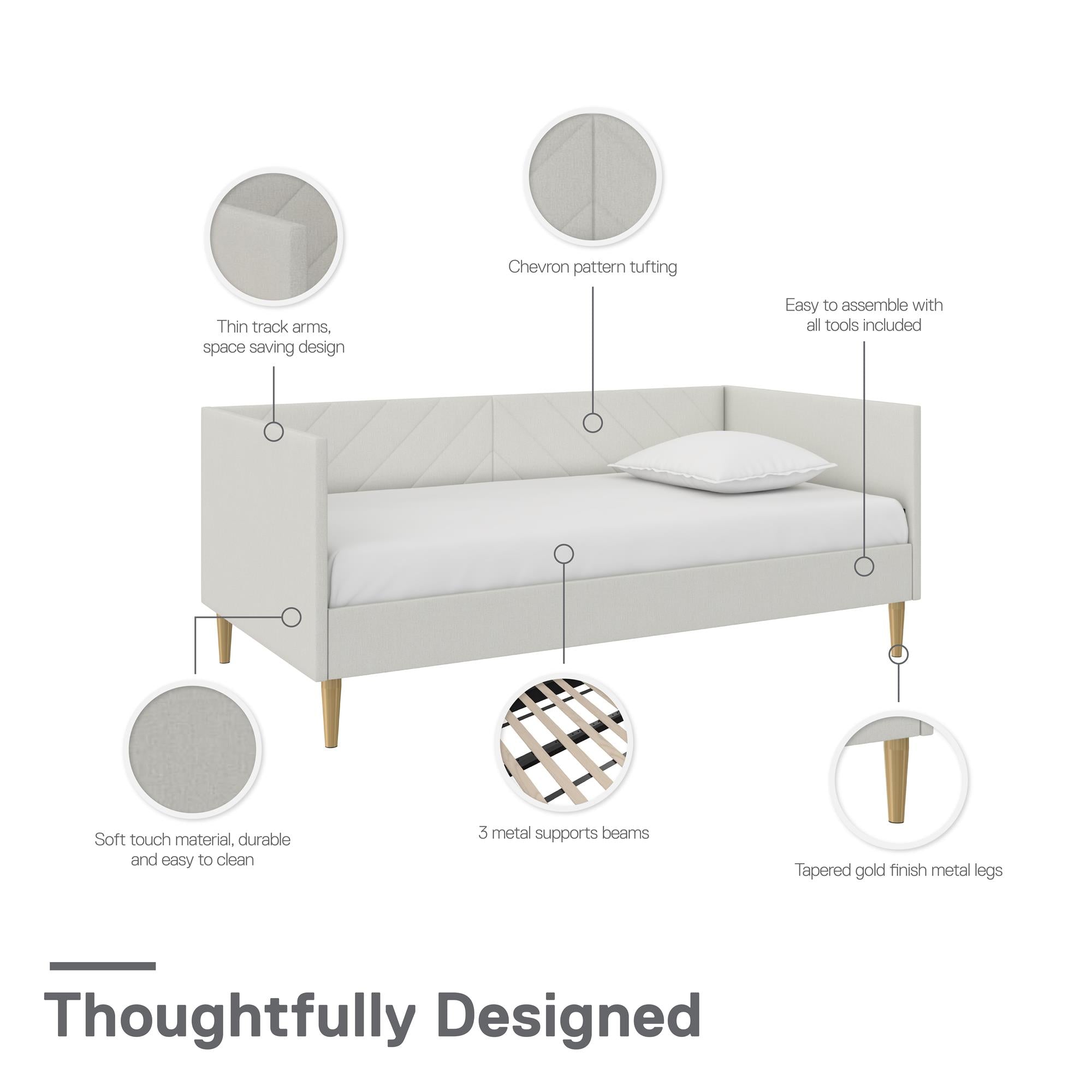 DHP Alicent Upholstered Daybed - Light Gray - Twin