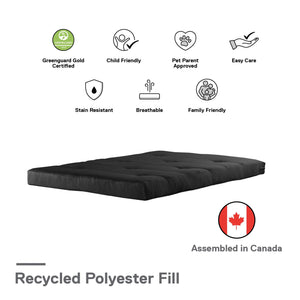 DHP Carson 6" Polyester Futon Mattress - Black - Full