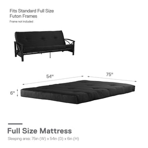 DHP Carson 6" Polyester Futon Mattress - Black - Full