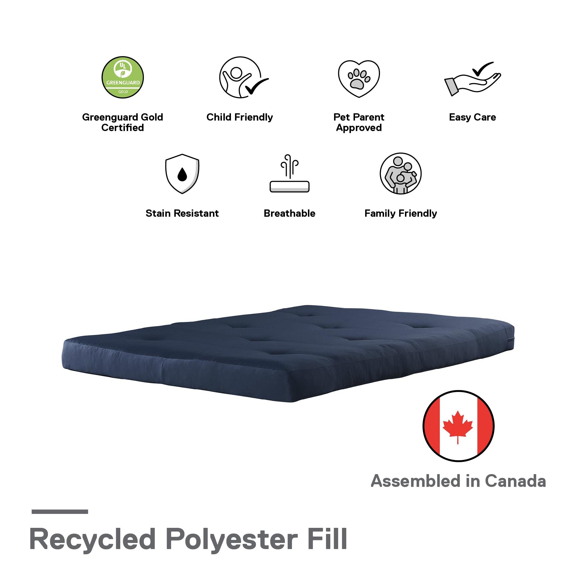 DHP Carson 6" Polyester Futon Mattress - Blue - Full