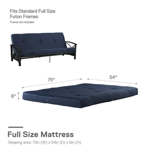 DHP Carson 6" Polyester Futon Mattress - Blue - Full