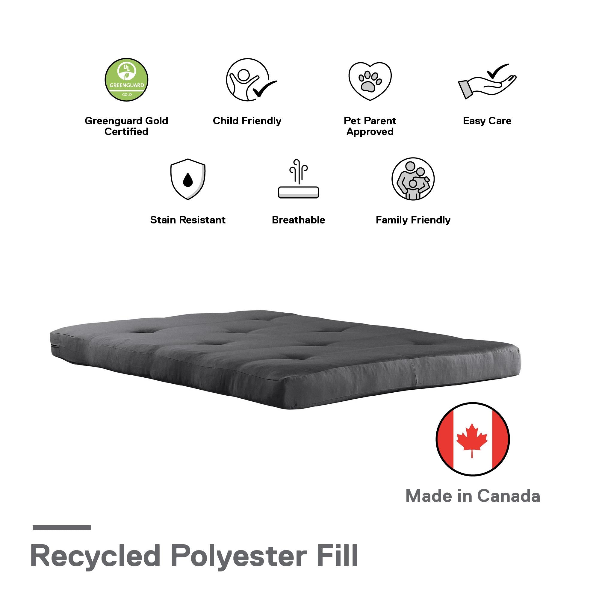 DHP Carson 6" Polyester Futon Mattress - Gray - Full