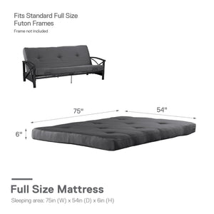 DHP Carson 6" Polyester Futon Mattress - Gray - Full
