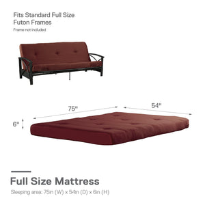 DHP Carson 6" Polyester Futon Mattress - Ruby Red - Full