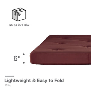 DHP Carson 6" Polyester Futon Mattress - Ruby Red - Full