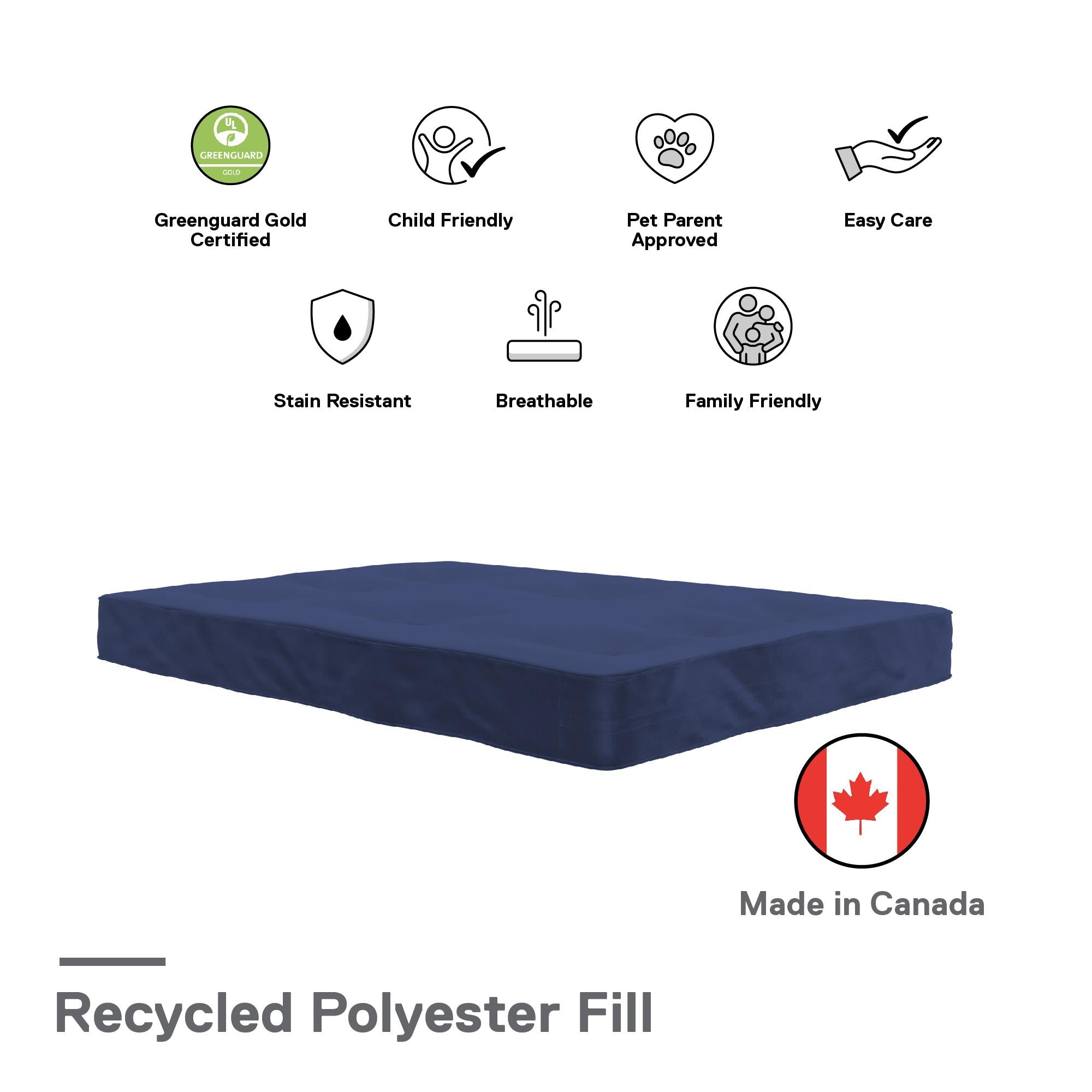 DHP Carson 8" Polyester Futon Mattress - Navy - Full