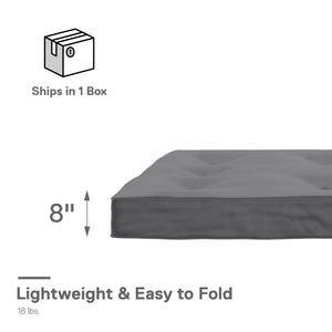 DHP Carson 8" Polyester Futon Mattress - Gray - Full