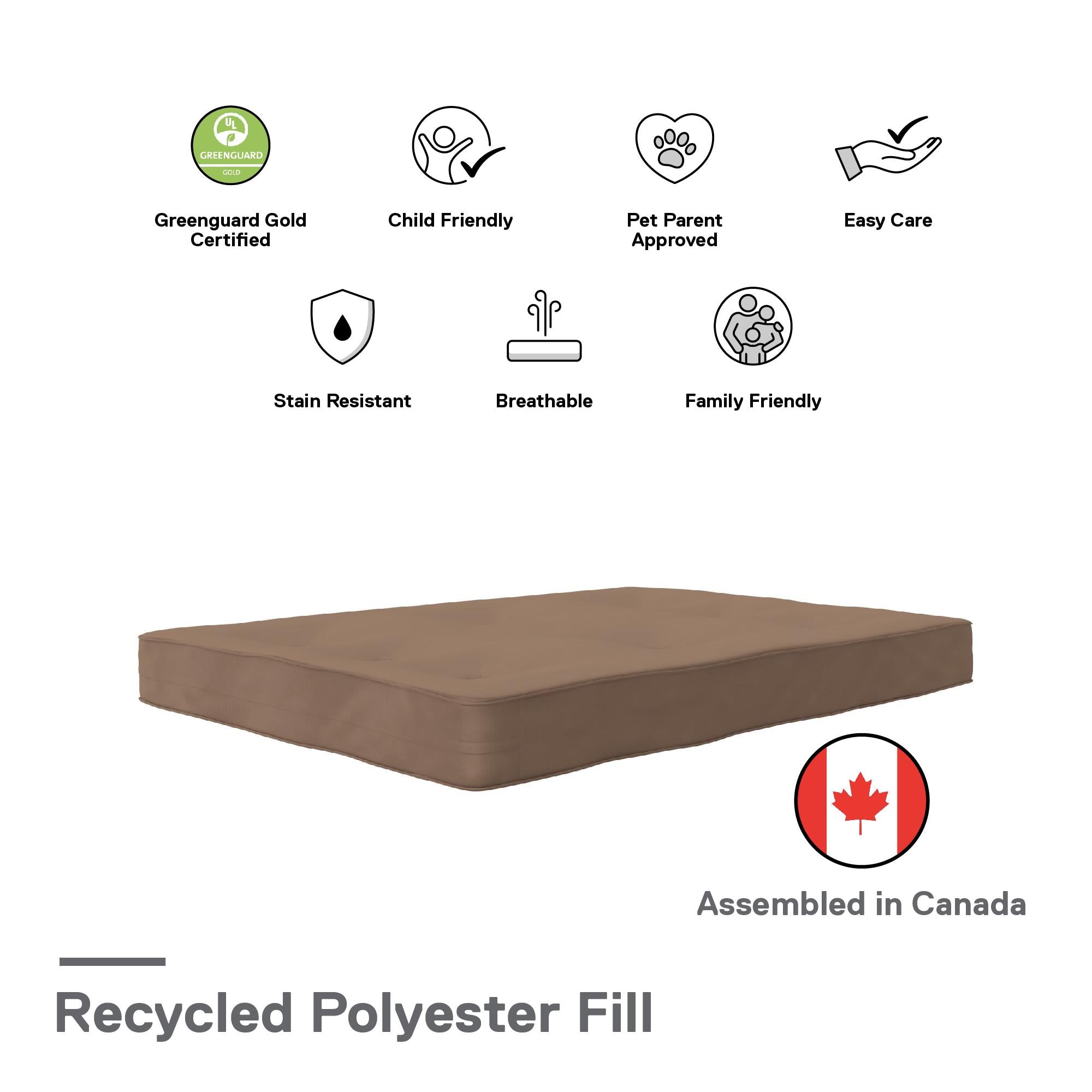 DHP Carson 8" Polyester Futon Mattress - Tan - Full