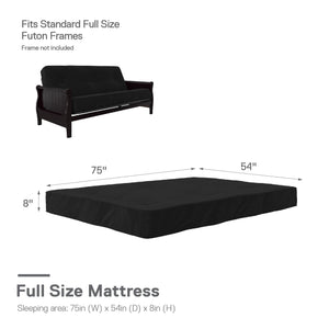 DHP Carson 8" Polyester Futon Mattress - Black - Full