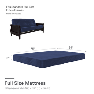 DHP Caden 8" Futon Mattress - Navy - Full