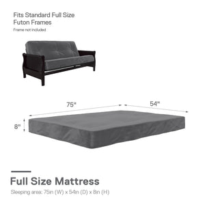 DHP Caden 8" Futon Mattress - Gray - Full