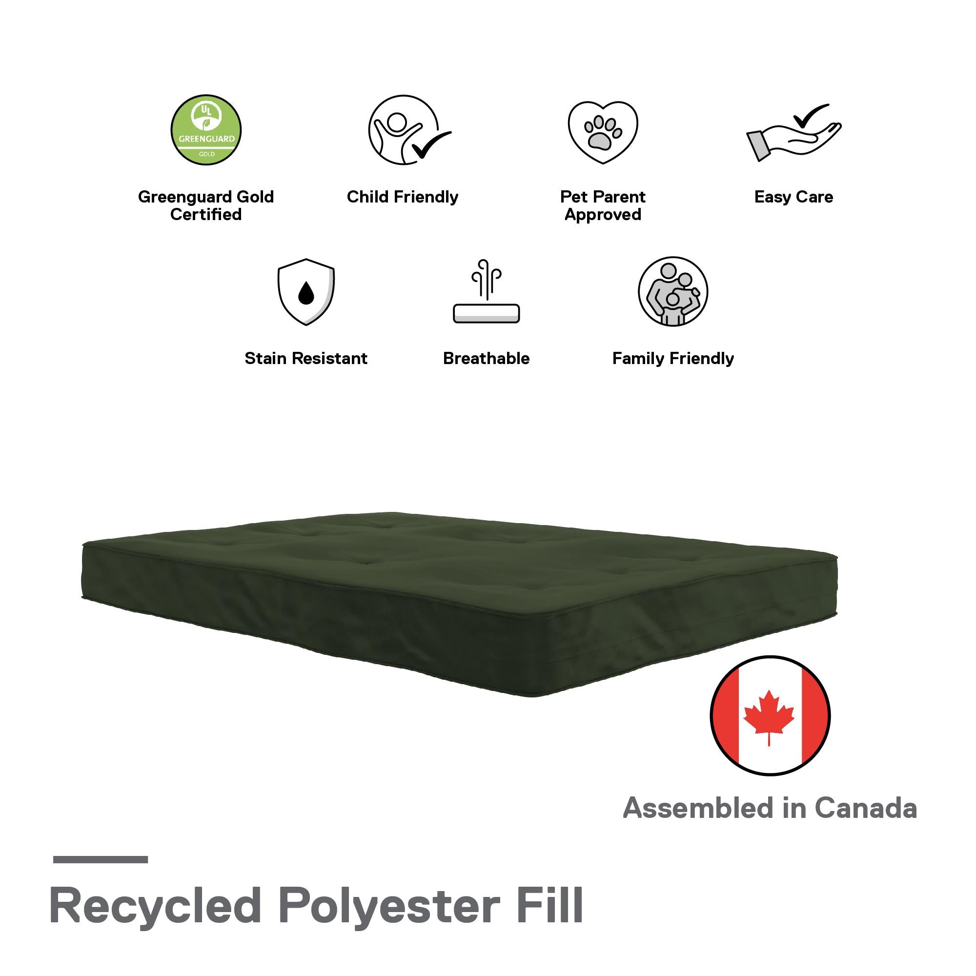 DHP Caden 6" Futon Mattress - Green - Full