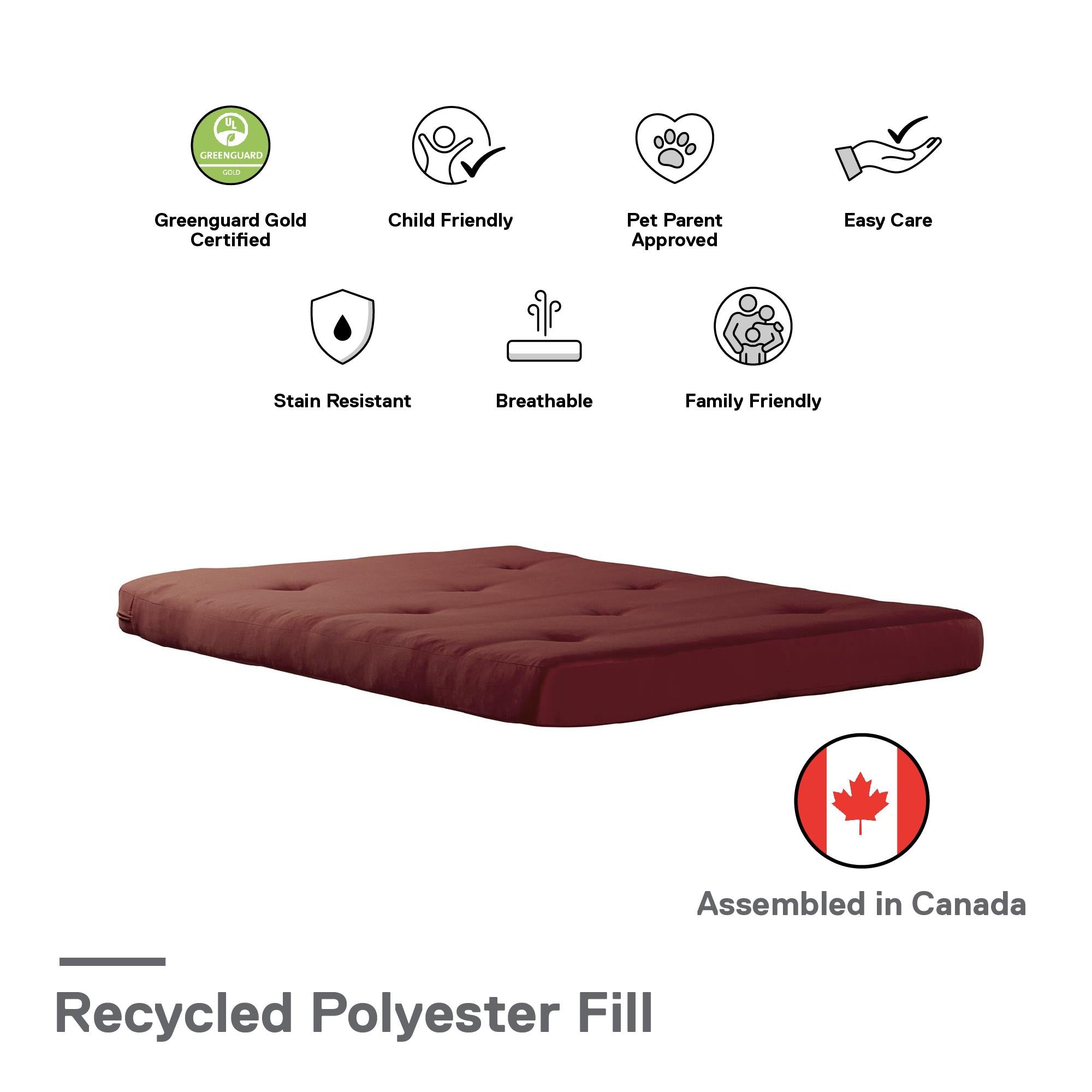 DHP Caden 6" Futon Mattress - Ruby Red - Full