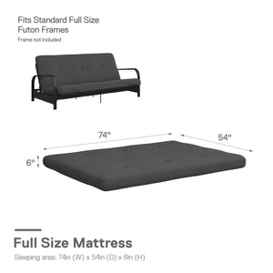 DHP Caddie 6" Futon Mattress - Gray - Full