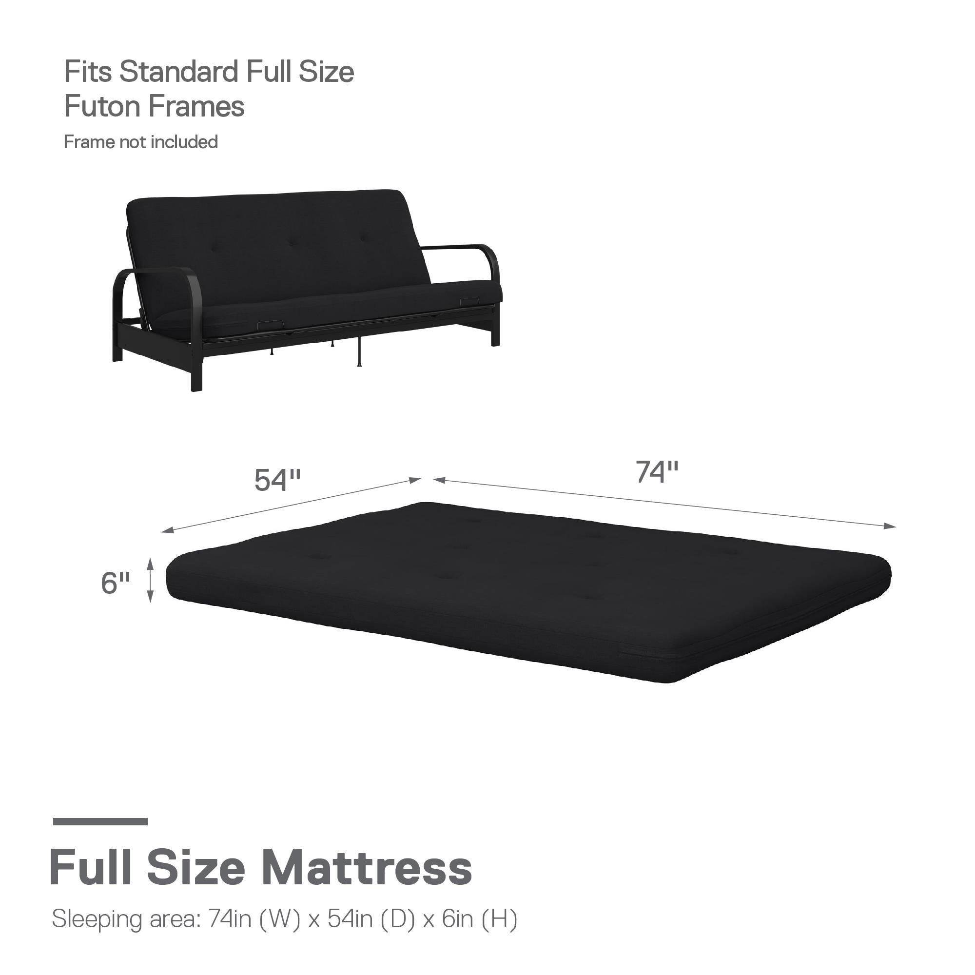 DHP Caddie 6" Futon Mattress - Black - Full