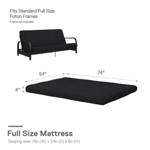 DHP Caddie 6" Futon Mattress - Black - Full