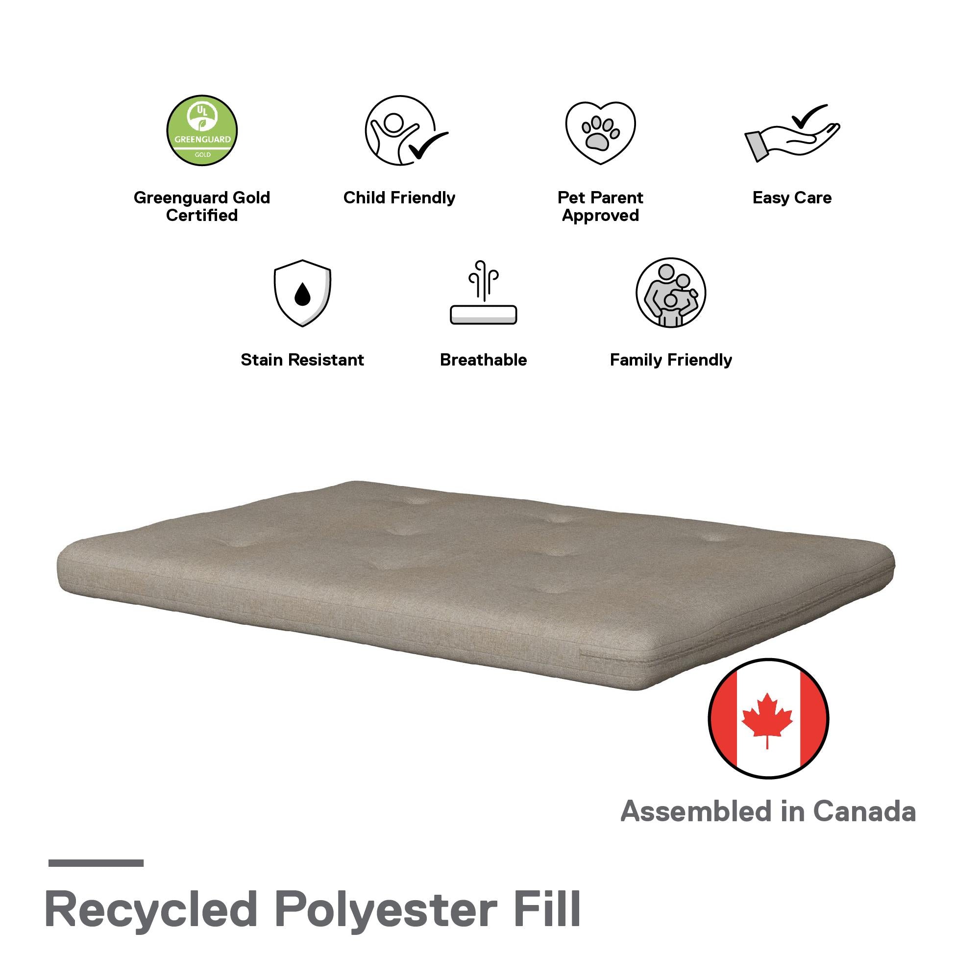 DHP Caddie 6" Futon Mattress - Oatmeal - Full