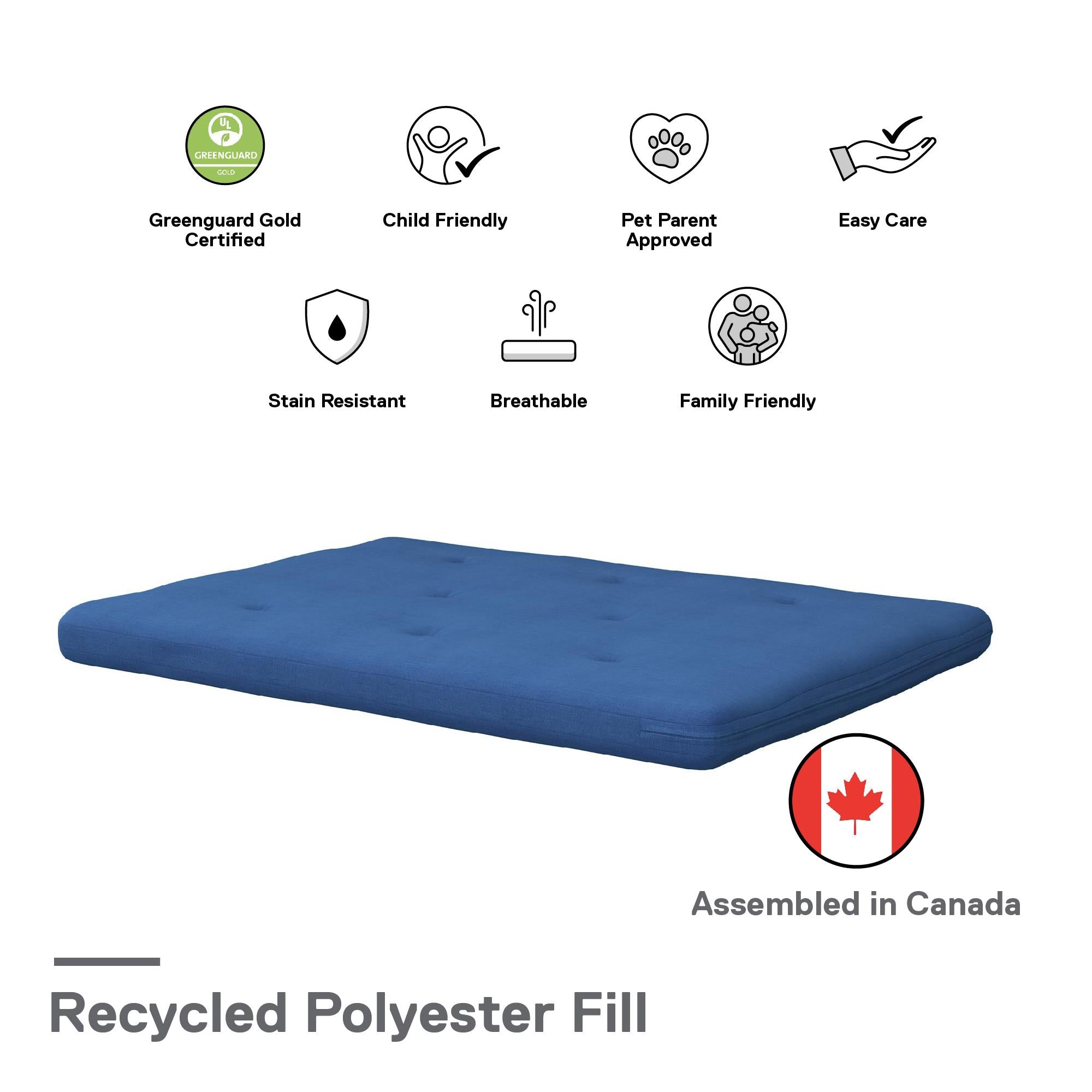 DHP Caddie 6" Futon Mattress - Blue - Full