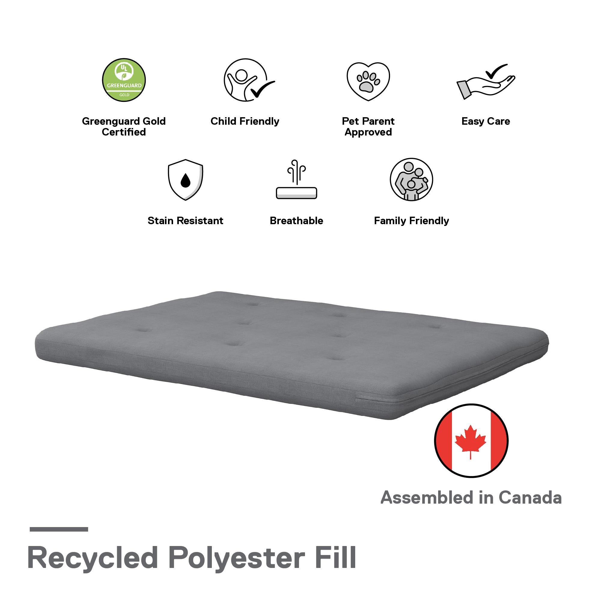 DHP Caddie 6" Futon Mattress - Light Gray - Full