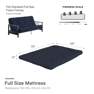 DHP Kali 6" Polyester Futon Mattress - Blue - Full