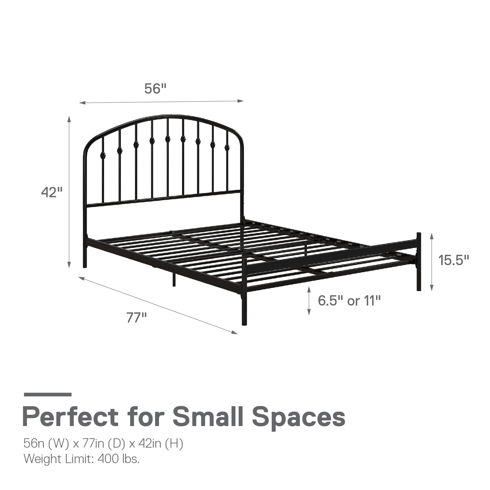 DHP Narla Metal Bed Frame - Black - Full