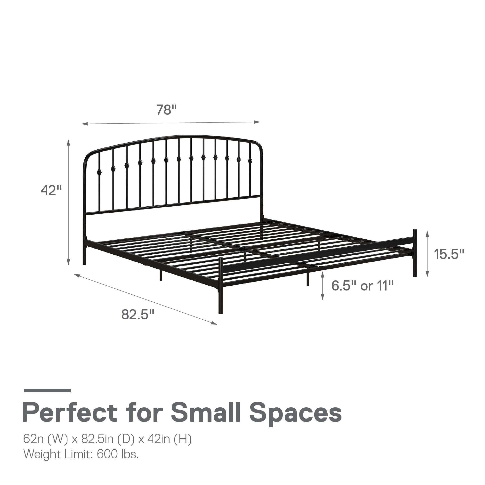 DHP Narla Metal Bed Frame - Black - King
