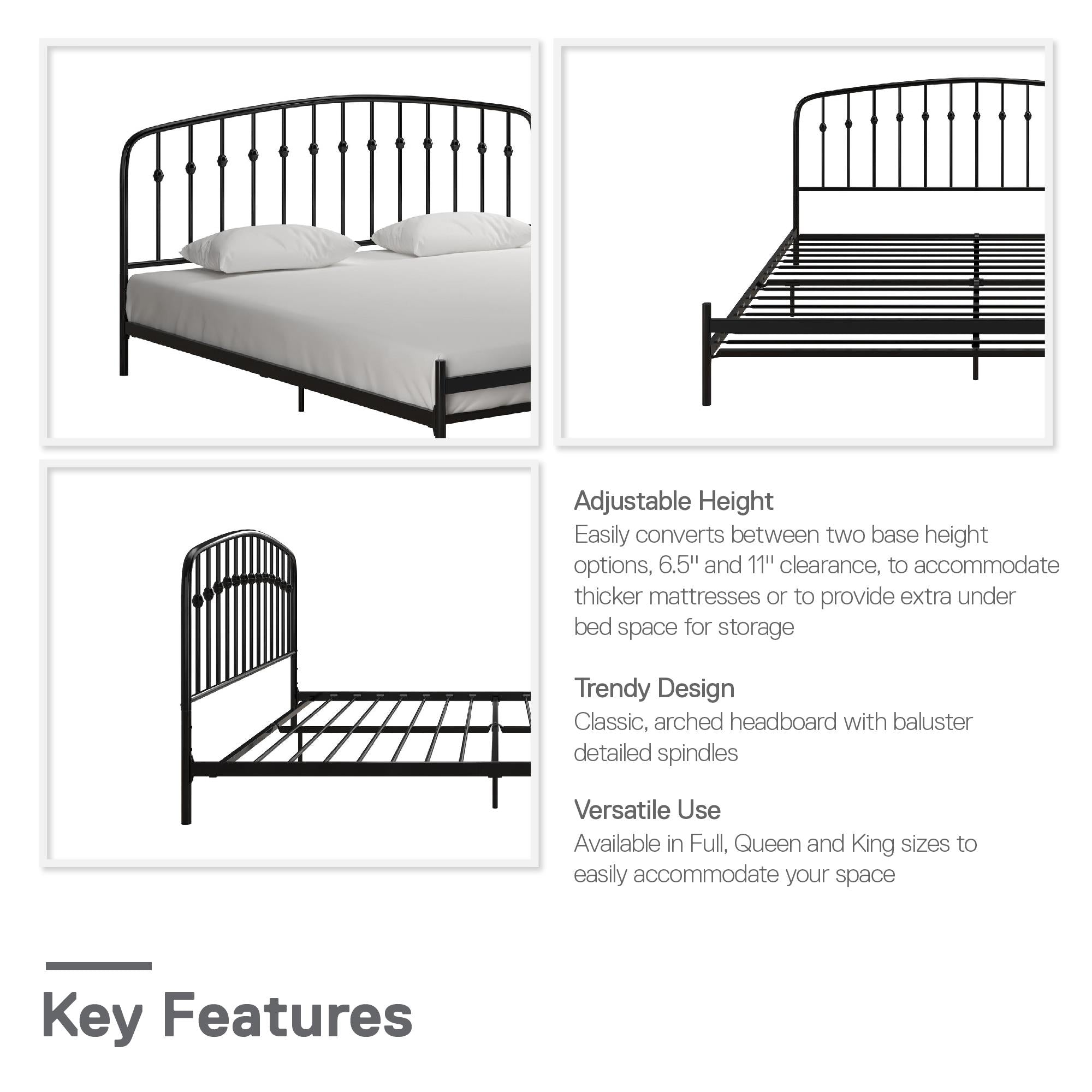 DHP Narla Metal Bed Frame - Black - King