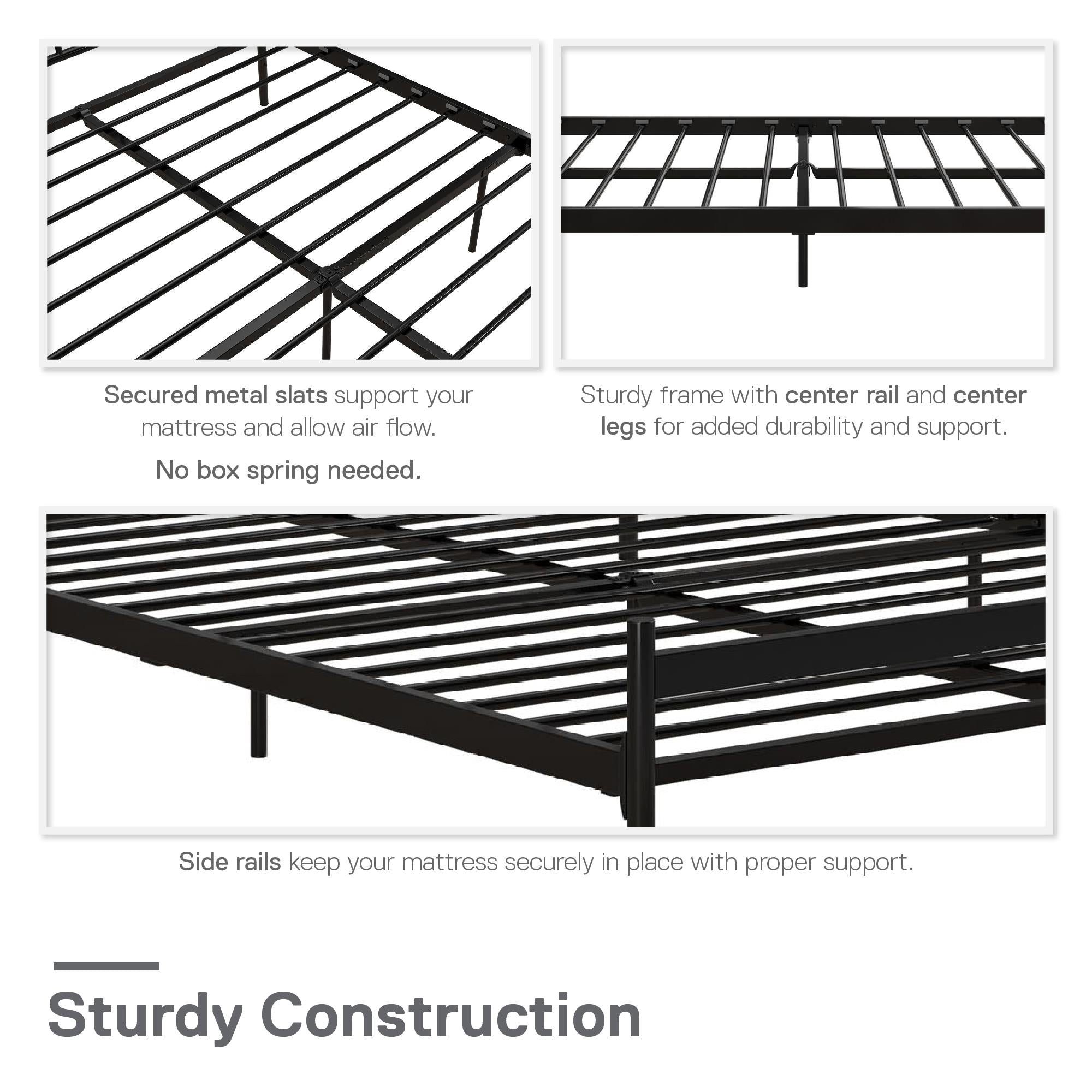DHP Narla Metal Bed Frame - Black - Queen