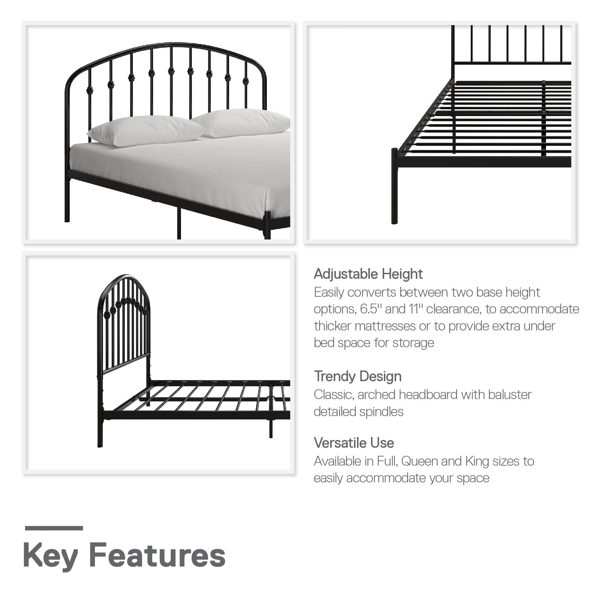 DHP Narla Metal Bed Frame - Black - Queen