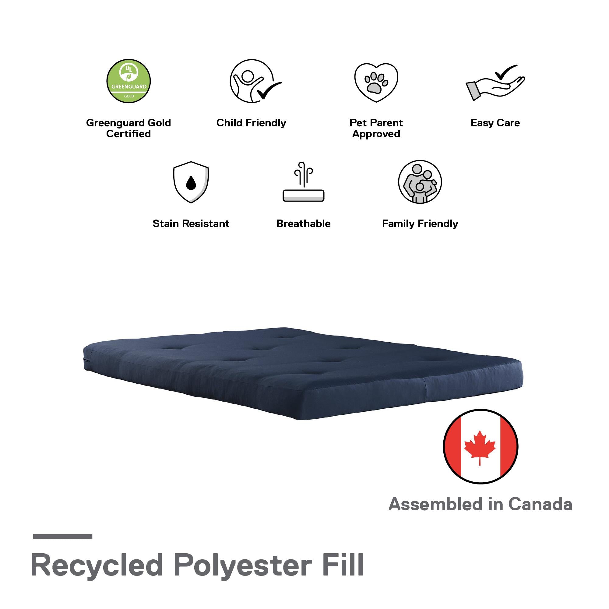 DHP Eve 6"  Polyester Futon Mattress - Blue - Full