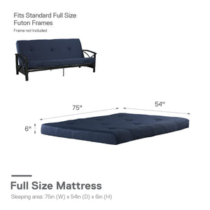 DHP Eve 6"  Polyester Futon Mattress - Blue - Full