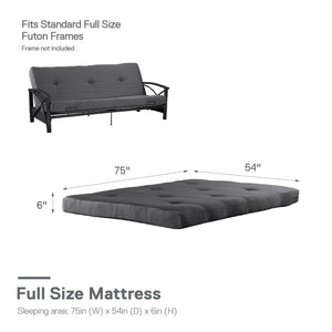 DHP Eve 6"  Polyester Futon Mattress - Gray - Full