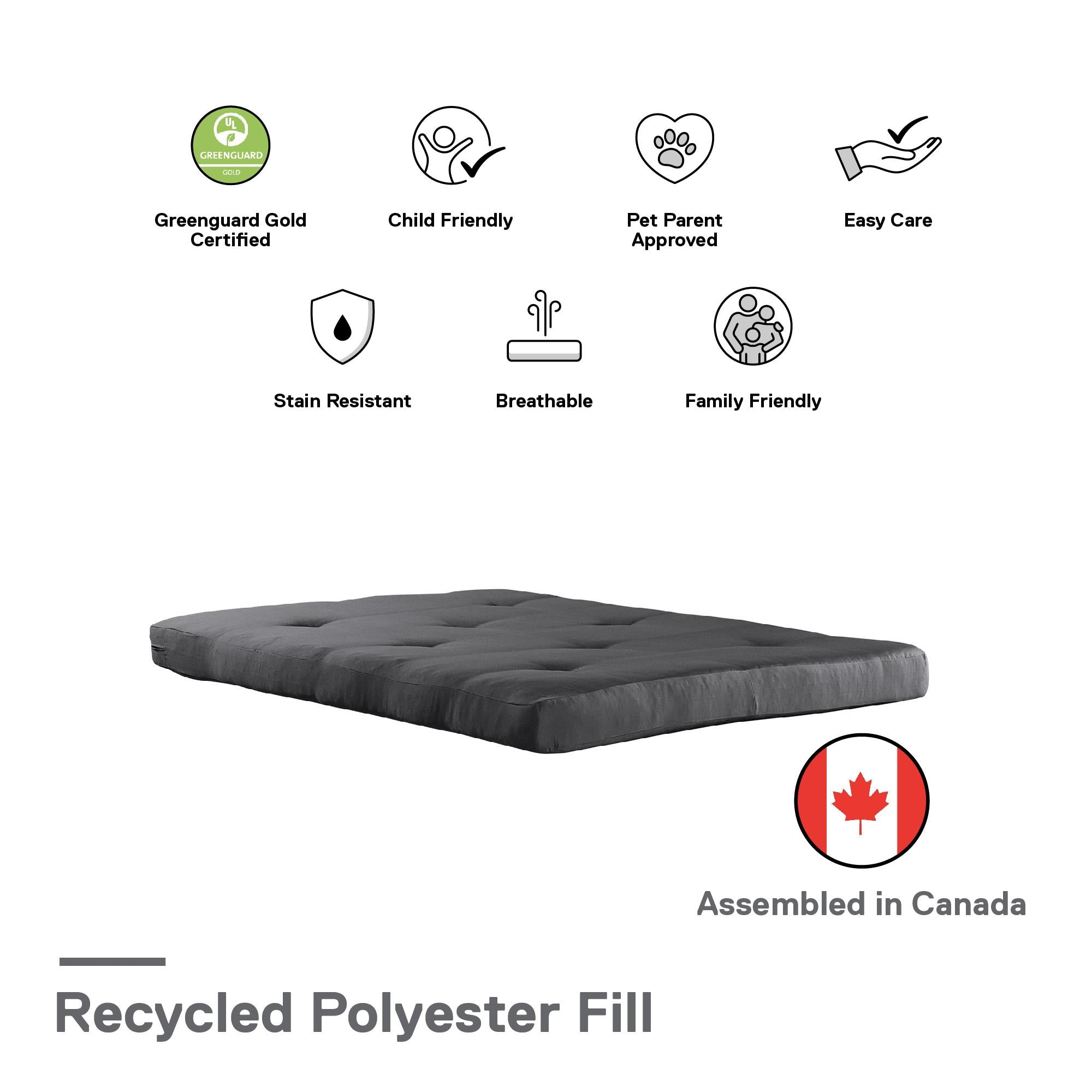 DHP Eve 6"  Polyester Futon Mattress - Gray - Full