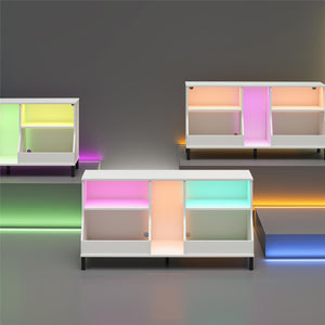NTense Falcon Youth Gaming TV Stand w/ ARGB LED Lights - White