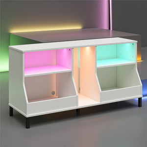 NTense Falcon Youth Gaming TV Stand w/ ARGB LED Lights - White
