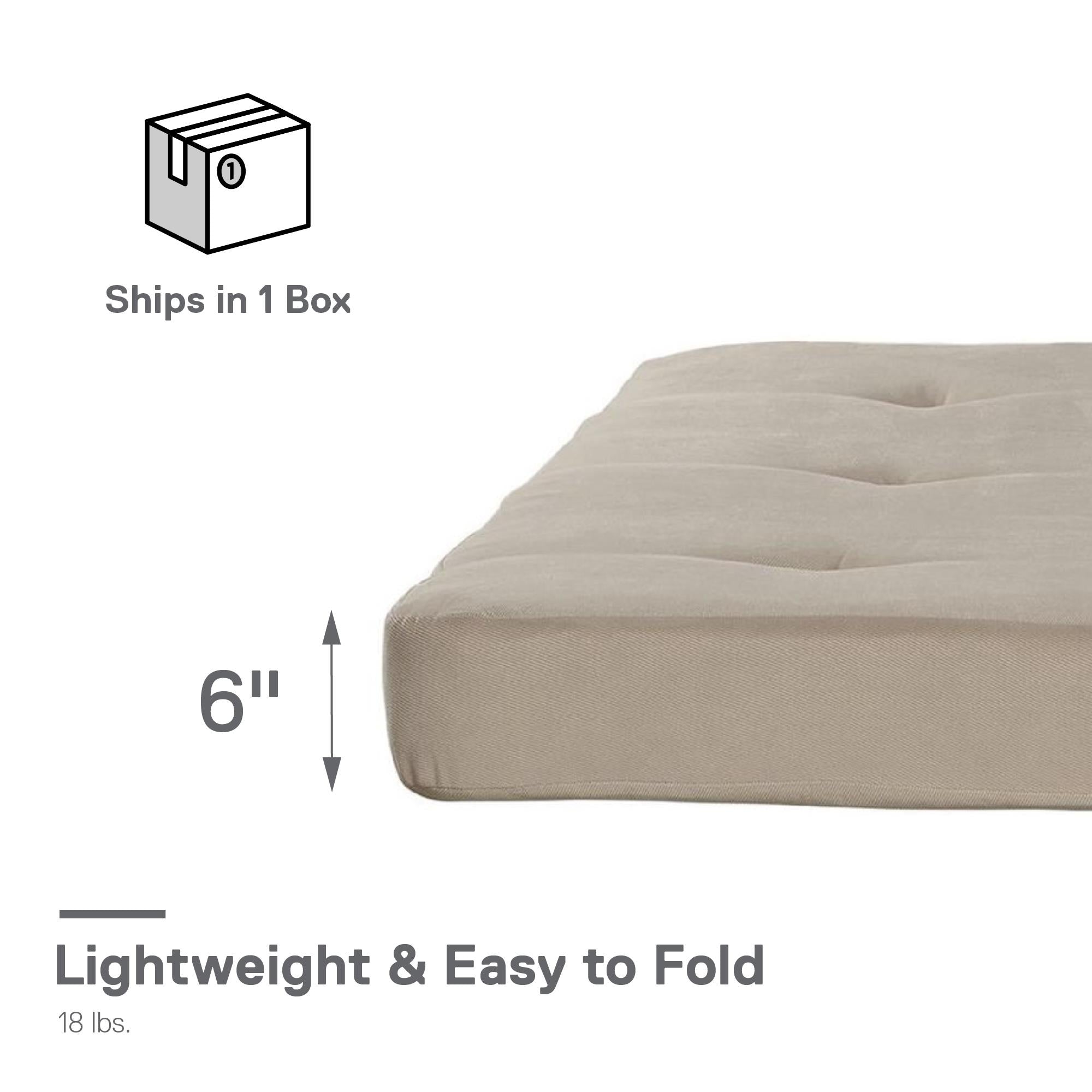 DHP Eve 6"  Polyester Futon Mattress - Tan - Full