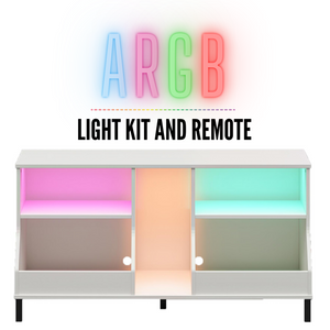 NTense Falcon Youth Gaming TV Stand w/ ARGB LED Lights - White