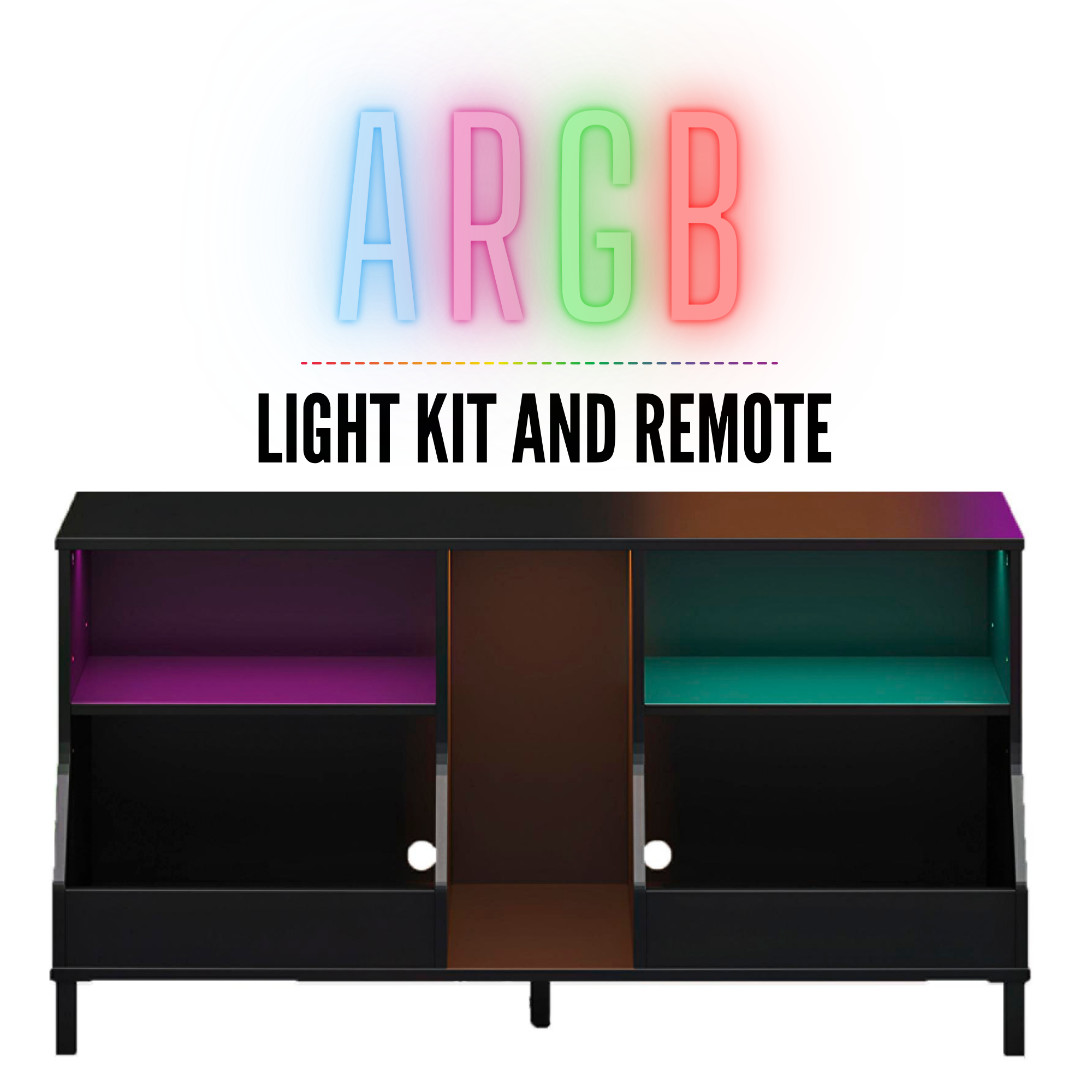 NTense Falcon Youth Gaming TV Stand w/ ARGB LED Lights - Matte Black